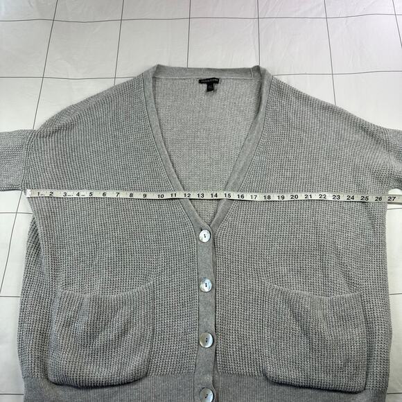 Eileen Fisher Sweater Womens Small Gray Organic Cotton Cardigan Waffle Knit - Picture 6 of 7
